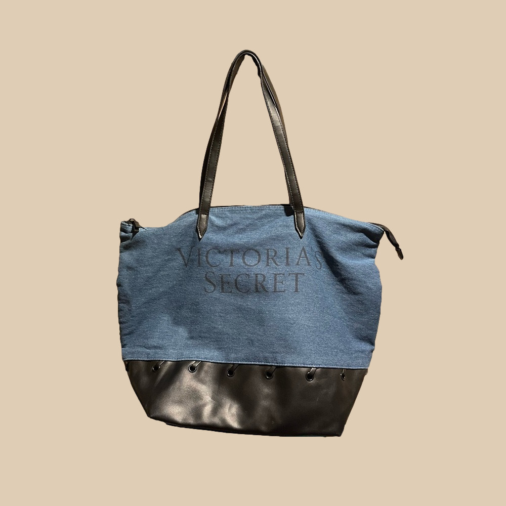 Victoria’s Secret Blue and Black Travel Bag with Matching Mini Bag